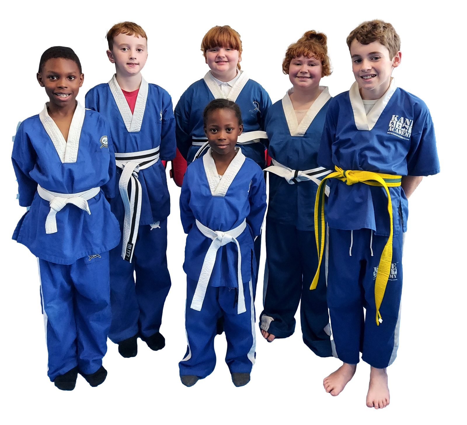 Group of Martial Arts Kids in blue Karate Uniform