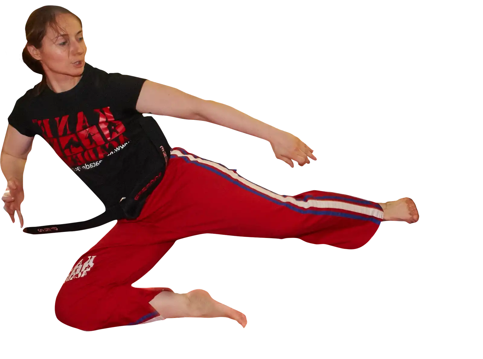 Rebecca Kane, Kane Martial Arts School Founder based in Huddersfield, West Yorkshire. Kickboxing jump kick.